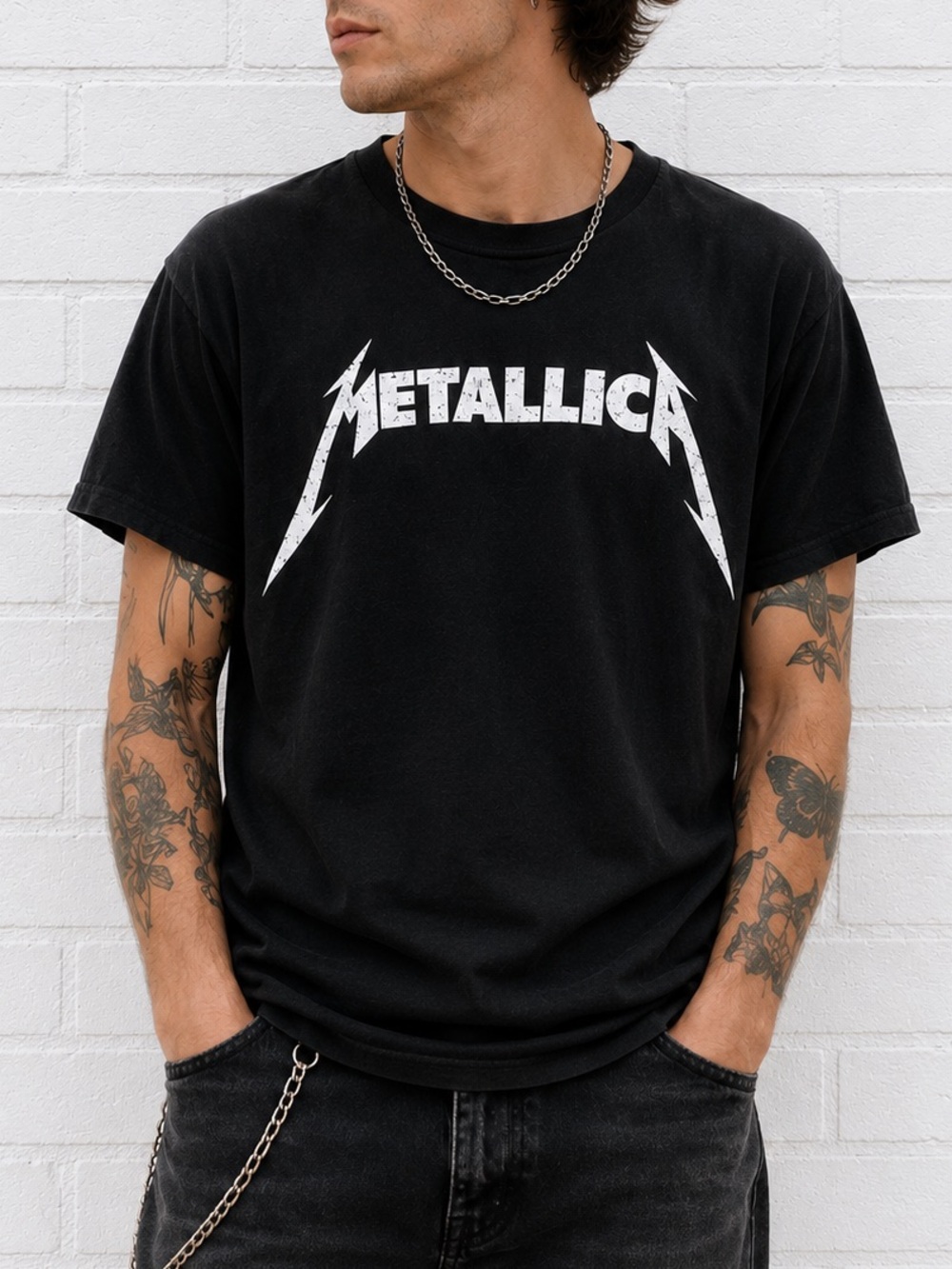 Metallica Mens Black Band T-Shirt M Heavy Metal Grunge Rock Graphic Tee